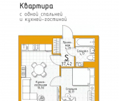 1-комн, 37 кв м, этаж 3/5 муниципальное образование Тула