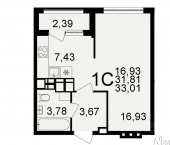 1-комн, 33 кв м, этаж 15/20 Венёвское шоссе