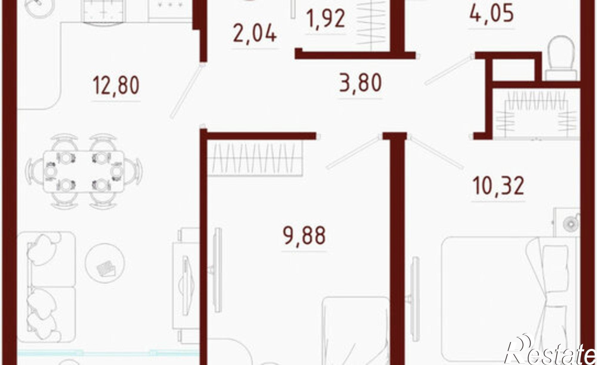 Купить квартиру за 6 054 260 рублей на Тула, микрорайон Мясново, улица Маршала Жукова, 3
