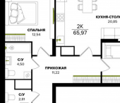 2-комн, 66 кв м, этаж 10/25 Тула, Восточный обвод