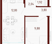 2-комн, 47 кв м, этаж 6/10 Тула, микрорайон Мясново, улица Маршала Жукова, 3