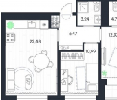 2-комн, 64 кв м, этаж 9/20 городской округ Тула, посёлок Петровский, Шоссейный проезд, 4