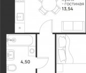 1-комн, 50кв м, этаж 5/5 ул Героя России Зиничева, 8