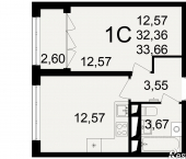 1-комн, 33 кв м, этаж 4/18 Большая улица, 6А/1