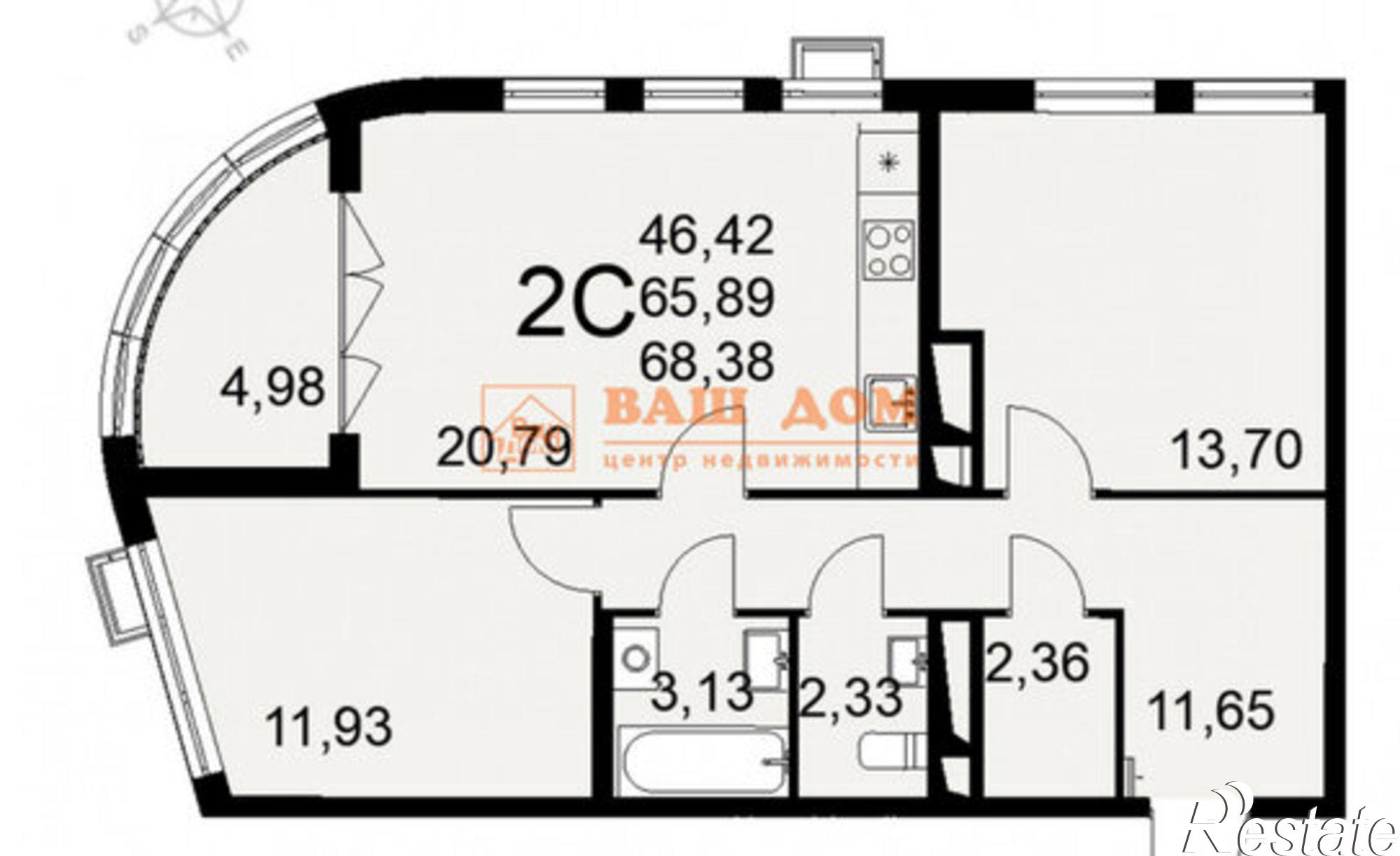 Купить квартиру за 8 889 400 рублей на Тула, улица Фёдора Смирнова, 2к1