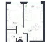 1-комн, 43 кв м, этаж 6/8 ул Макса Смирнова, 73
