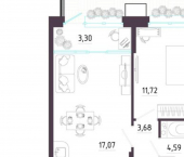 1-комн, 55 кв м, этаж 1/10 ул Пряничная, 7